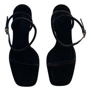 THE ROW NIB Kate sandals in black velvet size 37.5